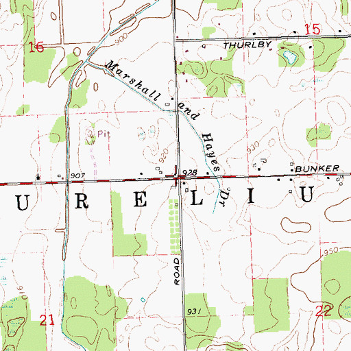 Topographic Map of Township of Aurelius, MI
