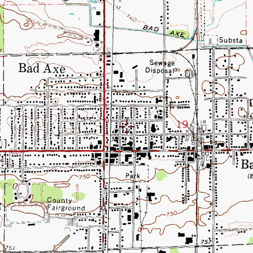 Topographic Map of City of Bad Axe, MI