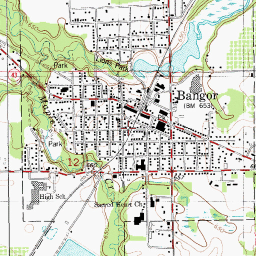 Topographic Map of City of Bangor, MI