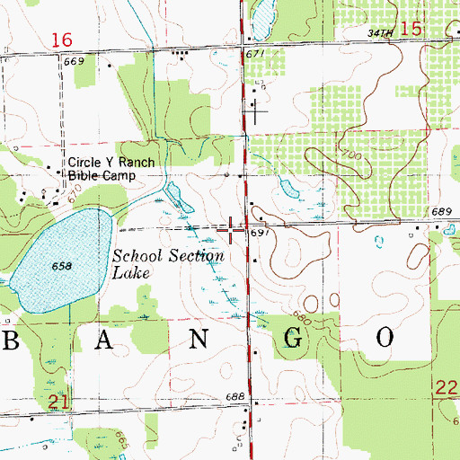 Topographic Map of Township of Bangor, MI