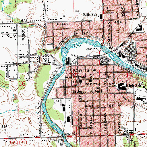 Topographic Map of City of Belding, MI
