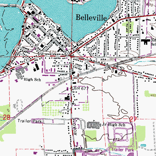 Topographic Map of City of Belleville, MI