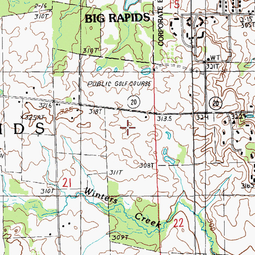 Topographic Map of Charter Township of Big Rapids, MI
