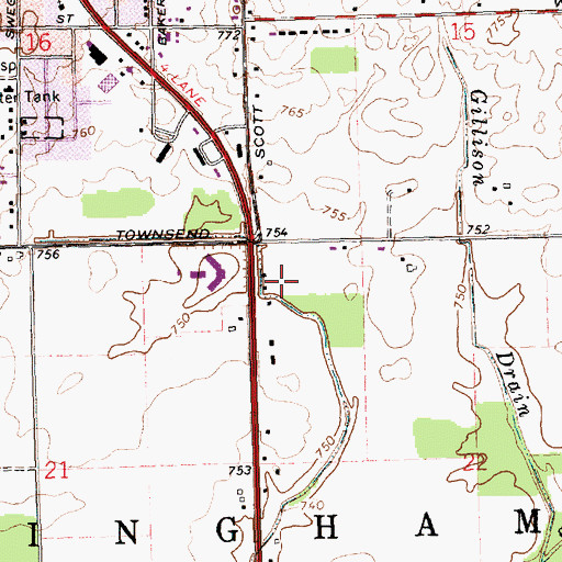 Topographic Map of Township of Bingham, MI