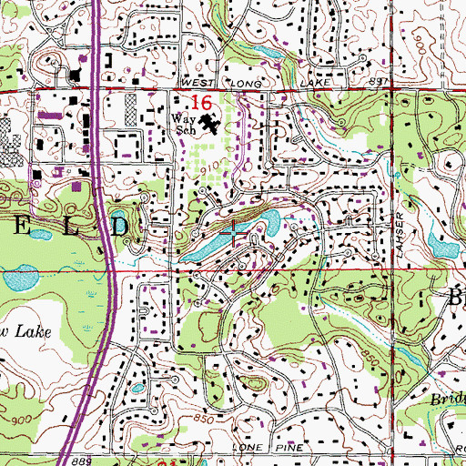 Topographic Map of Charter Township of Bloomfield, MI