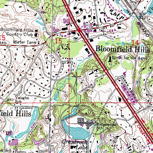 Topographic Map of City of Bloomfield Hills, MI