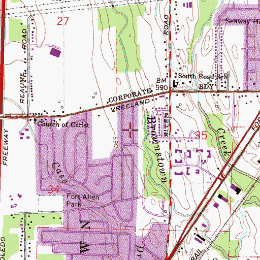 Topographic Map of Charter Township of Brownstown, MI
