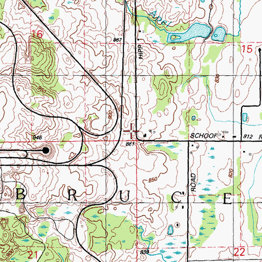 Topographic Map of Township of Bruce, MI