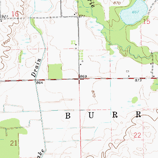Topographic Map of Township of Burr Oak, MI