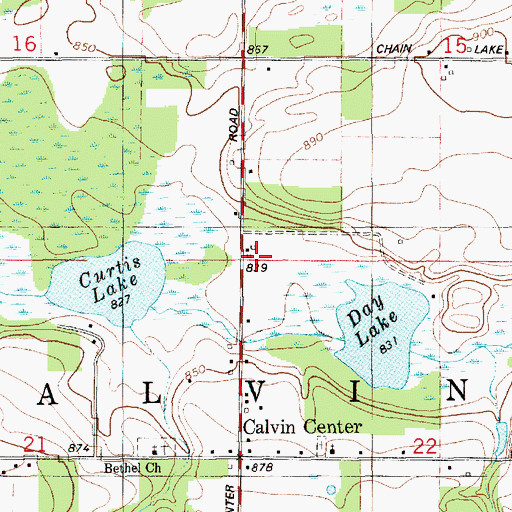 Topographic Map of Township of Calvin, MI
