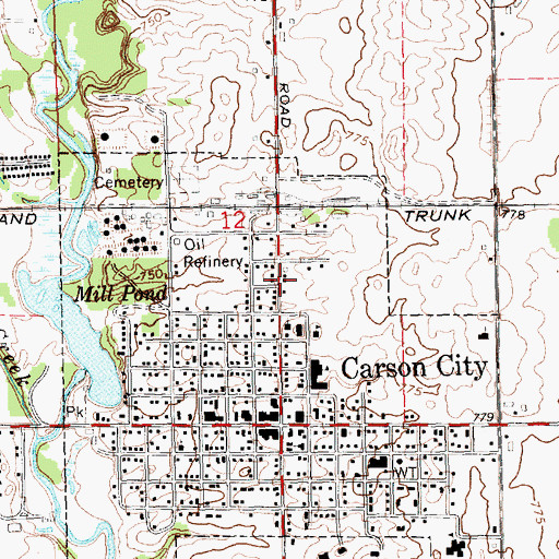 Topographic Map of City of Carson City, MI