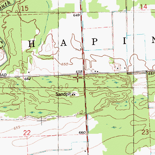 Topographic Map of Township of Chapin, MI