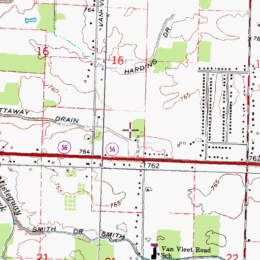 Topographic Map of Charter Township of Clayton, MI