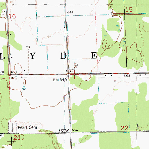 Topographic Map of Township of Clyde, MI
