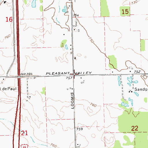 Topographic Map of Township of Coe, MI