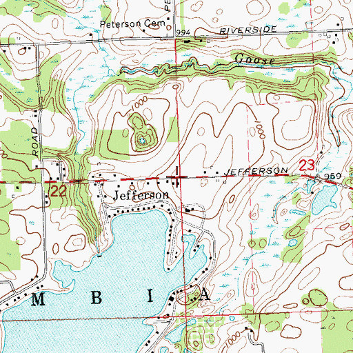 Topographic Map of Township of Columbia, MI