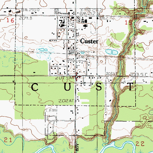 Topographic Map of Township of Custer, MI