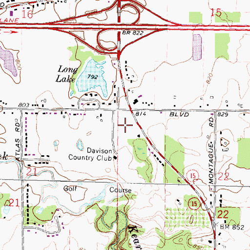 Topographic Map of Township of Davison, MI
