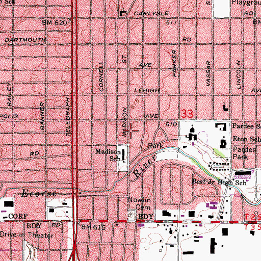 Topographic Map of City of Dearborn Heights, MI