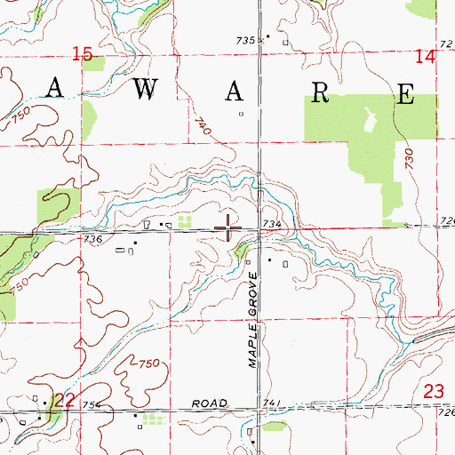 Topographic Map of Township of Delaware, MI