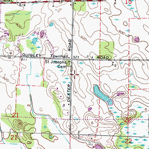 Topographic Map of Township of Dexter, MI