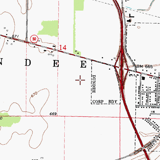 Topographic Map of Township of Dundee, MI