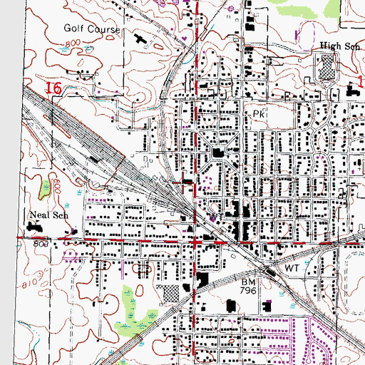 Topographic Map of City of Durand, MI