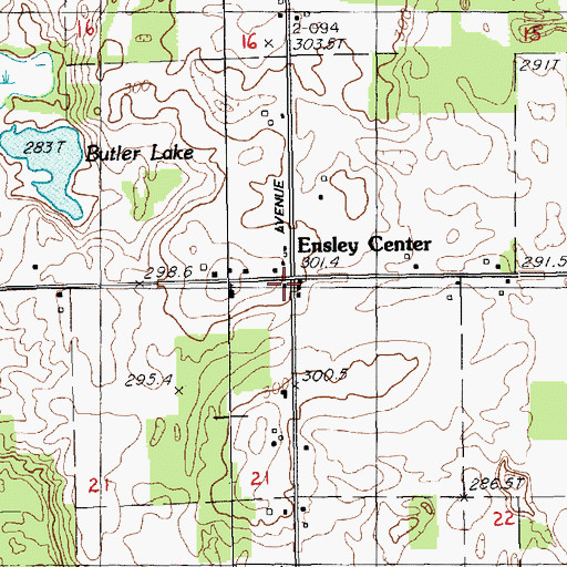 Topographic Map of Township of Ensley, MI