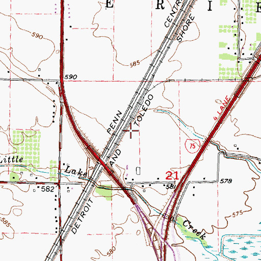 Topographic Map of Township of Erie, MI