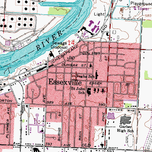 Topographic Map of City of Essexville, MI
