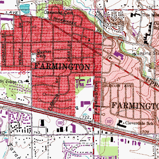Topographic Map of City of Farmington, MI