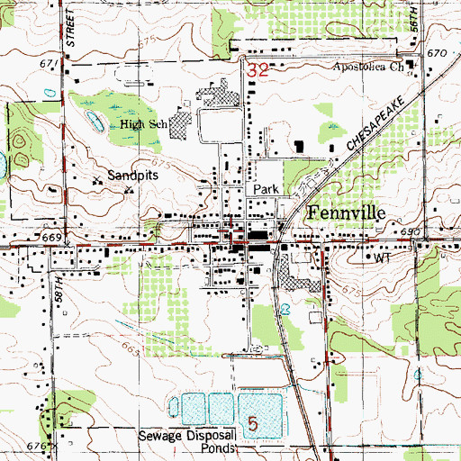 Topographic Map of City of Fennville, MI