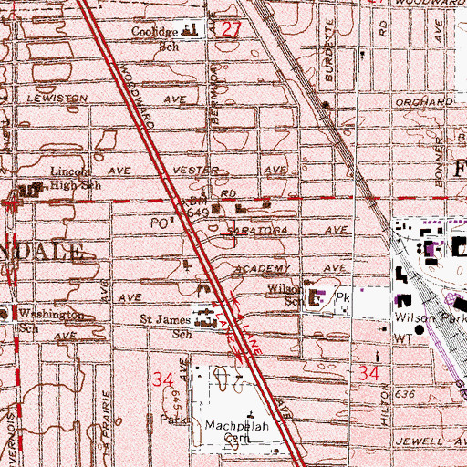 Topographic Map of City of Ferndale, MI