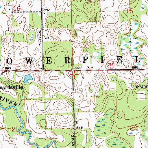 Topographic Map of Township of Flowerfield, MI