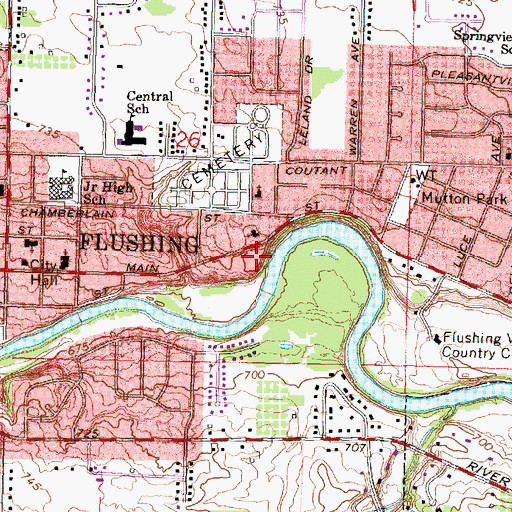 Topographic Map of City of Flushing, MI