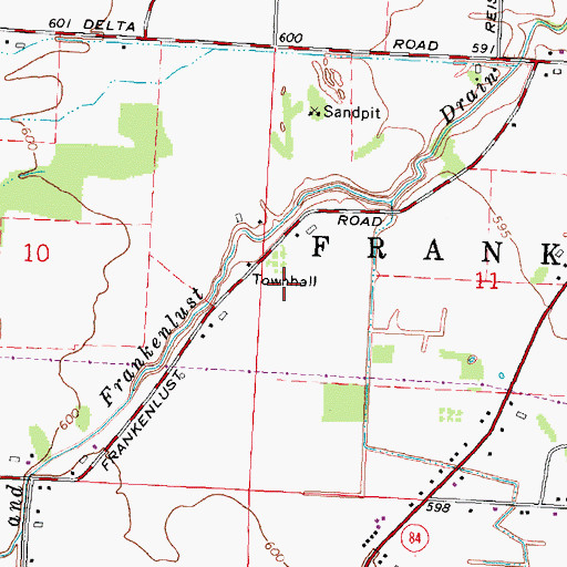 Topographic Map of Township of Frankenlust, MI