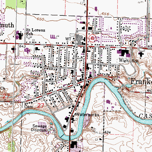 Topographic Map of City of Frankenmuth, MI