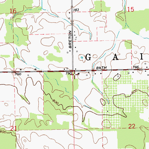 Topographic Map of Charter Township of Gaines, MI