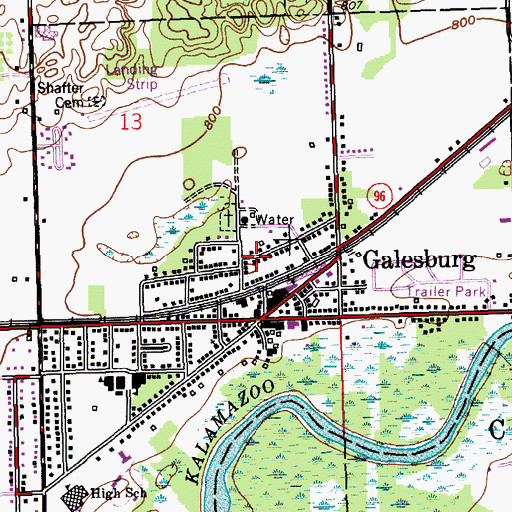 Topographic Map of City of Galesburg, MI