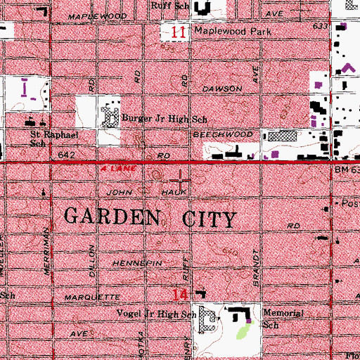 Topographic Map of City of Garden City, MI