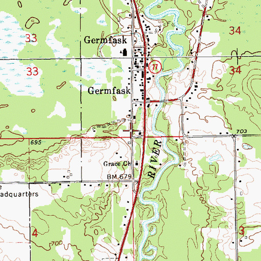 Topographic Map of Township of Germfask, MI