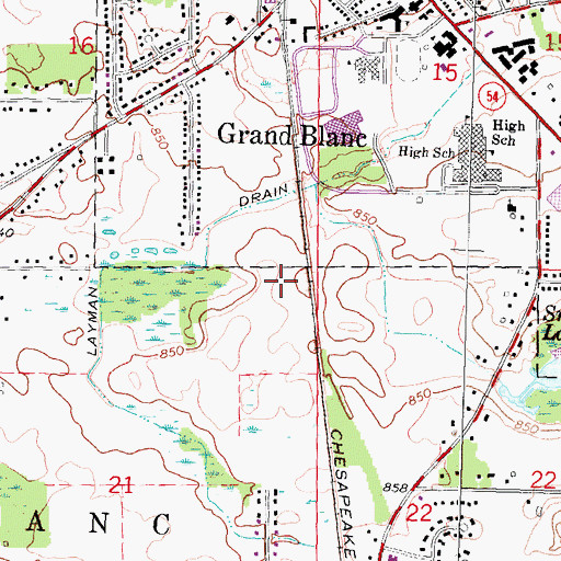 Topographic Map of Charter Township of Grand Blanc, MI