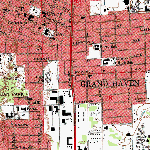 Topographic Map of City of Grand Haven, MI