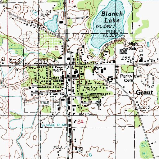 Topographic Map of City of Grant, MI
