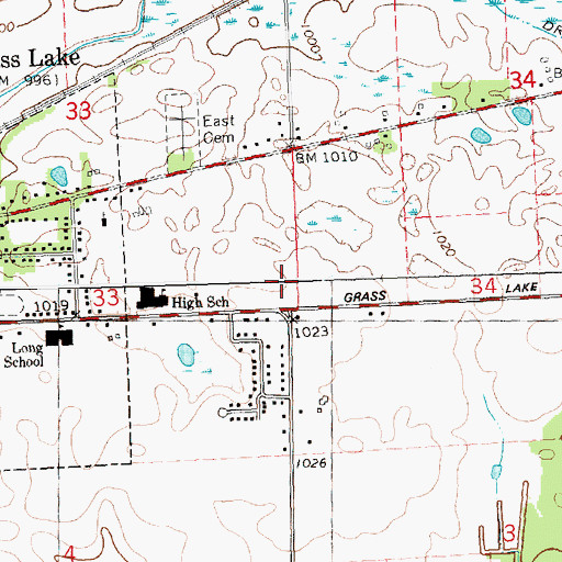 Topographic Map of Charter Township of Grass Lake, MI