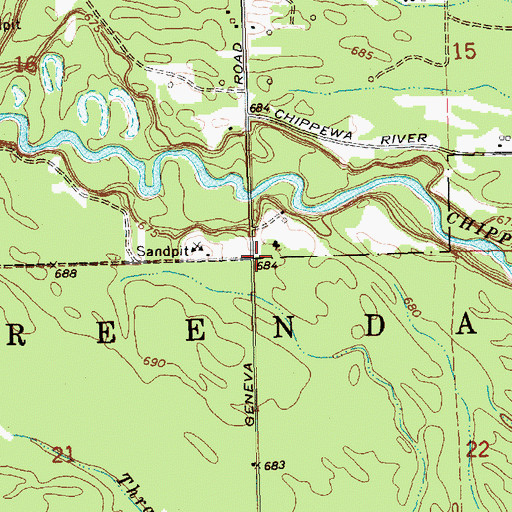 Topographic Map of Township of Greendale, MI