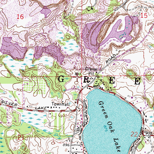 Topographic Map of Township of Green Oak, MI