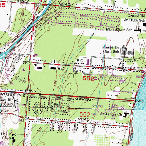 Topographic Map of Township of Grosse Ile, MI