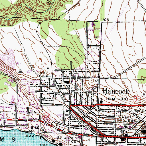 Topographic Map of City of Hancock, MI