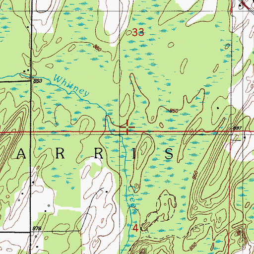 Topographic Map of Township of Harris, MI